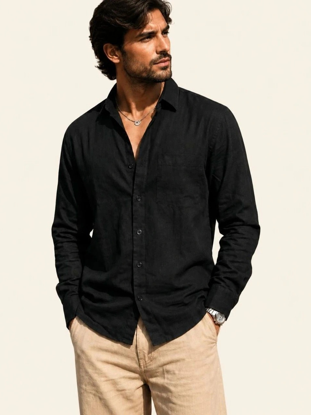 JERRY AND HANPHIL Men Classic Slim Fit Casual Shirt