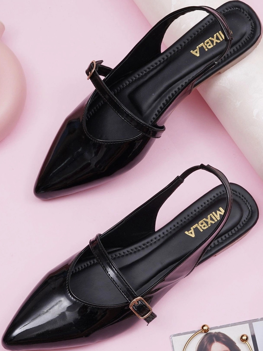 MIXBLA Women Open Toe Flats with Buckles