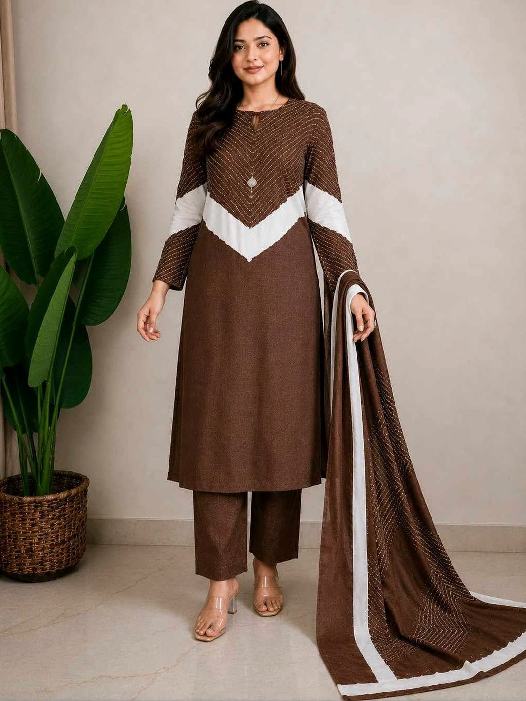 KALINI Women Ethnic Motifs Printed Regular Pure Cotton Kurta with Trousers & With Dupatta