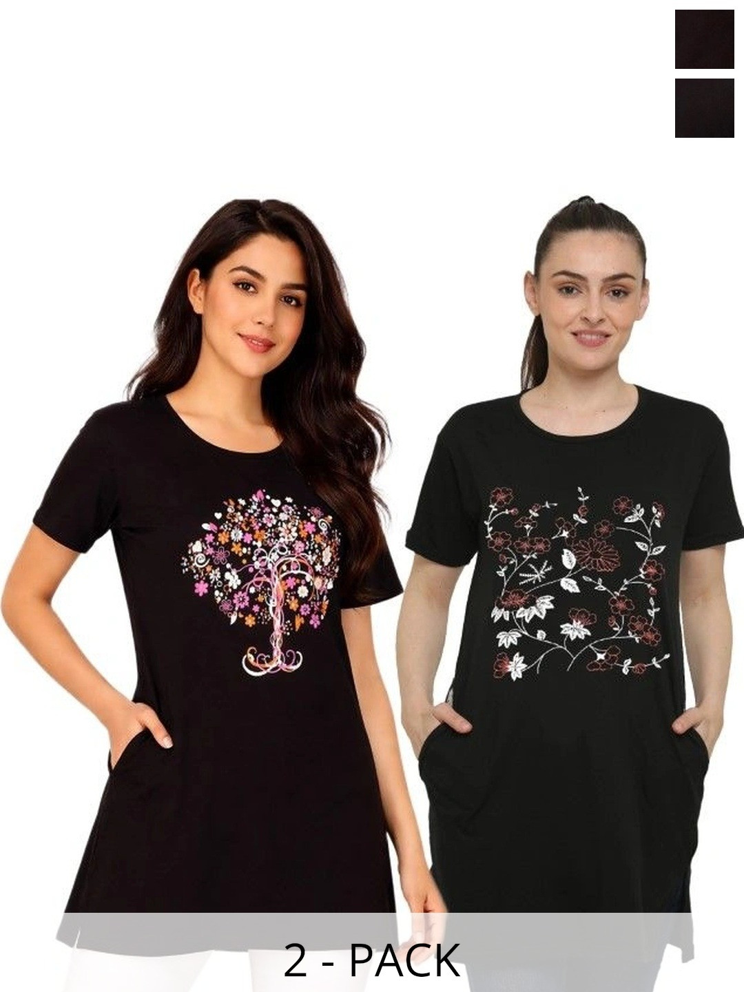 DDASPRATION Women Floral 2 Printed Pockets T-shirt