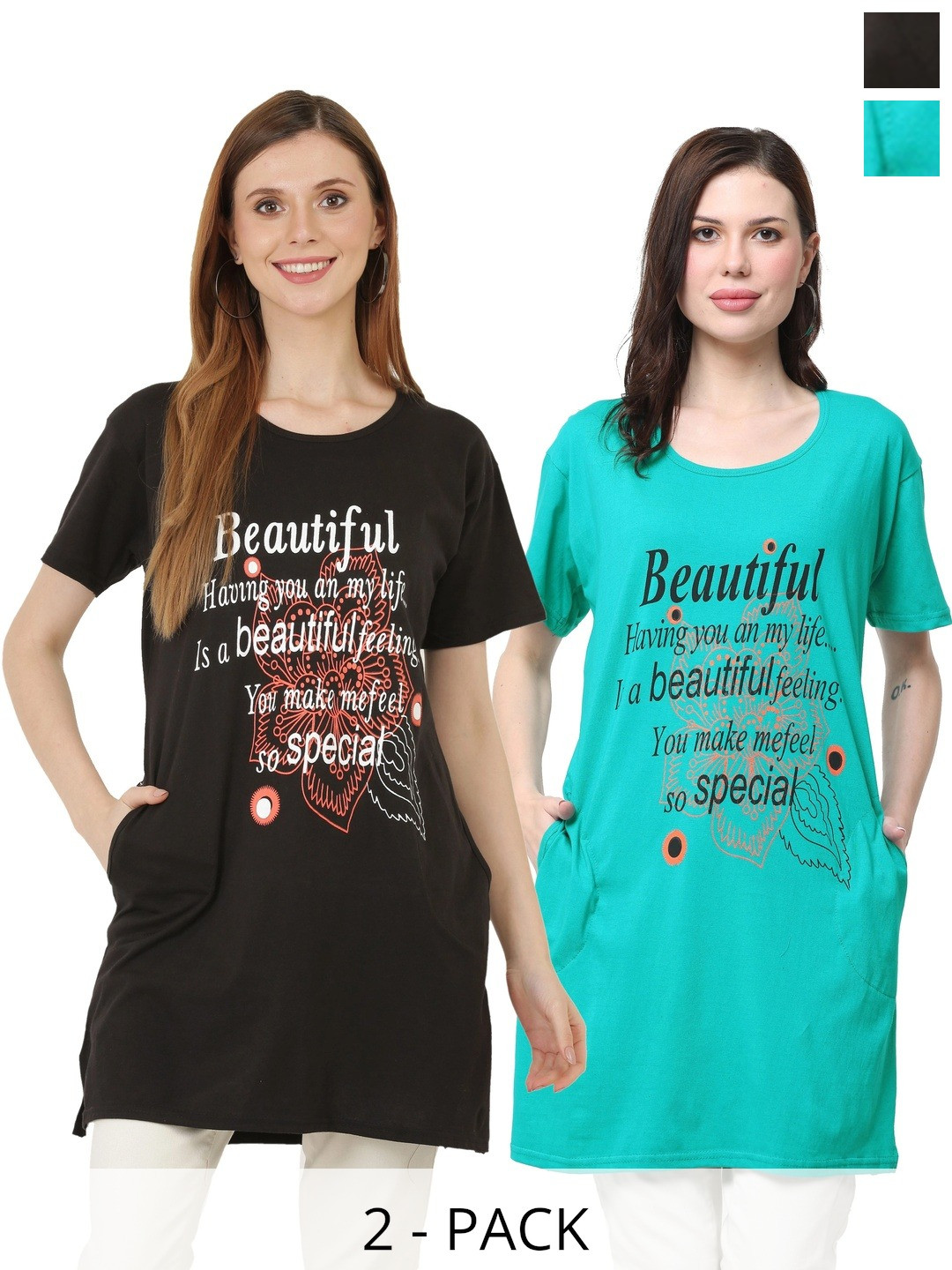 DDASPRATION Women Typography 2 Printed Pockets T-shirt