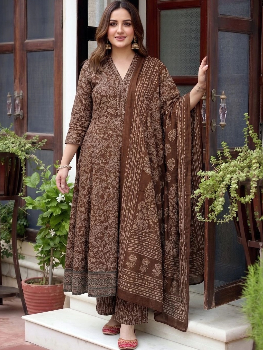 Aaghnya Women Ethnic Motifs Printed Regular Kurta with Palazzos & With Dupatta