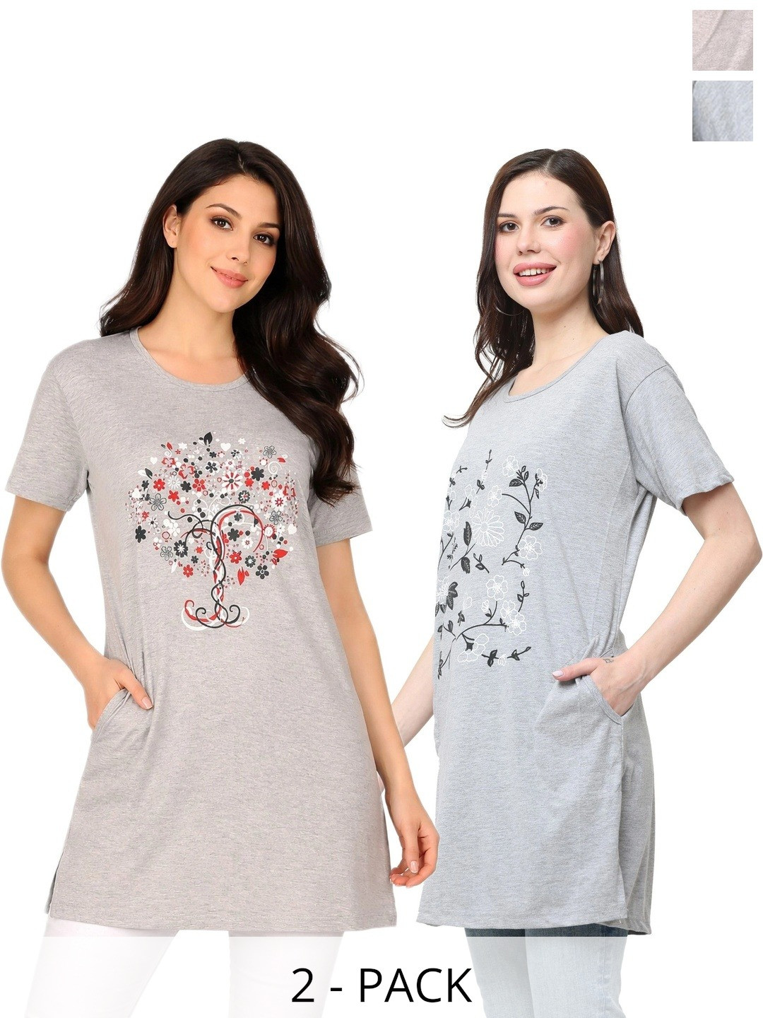 DDASPRATION Women Floral 2 Printed Pockets T-shirt