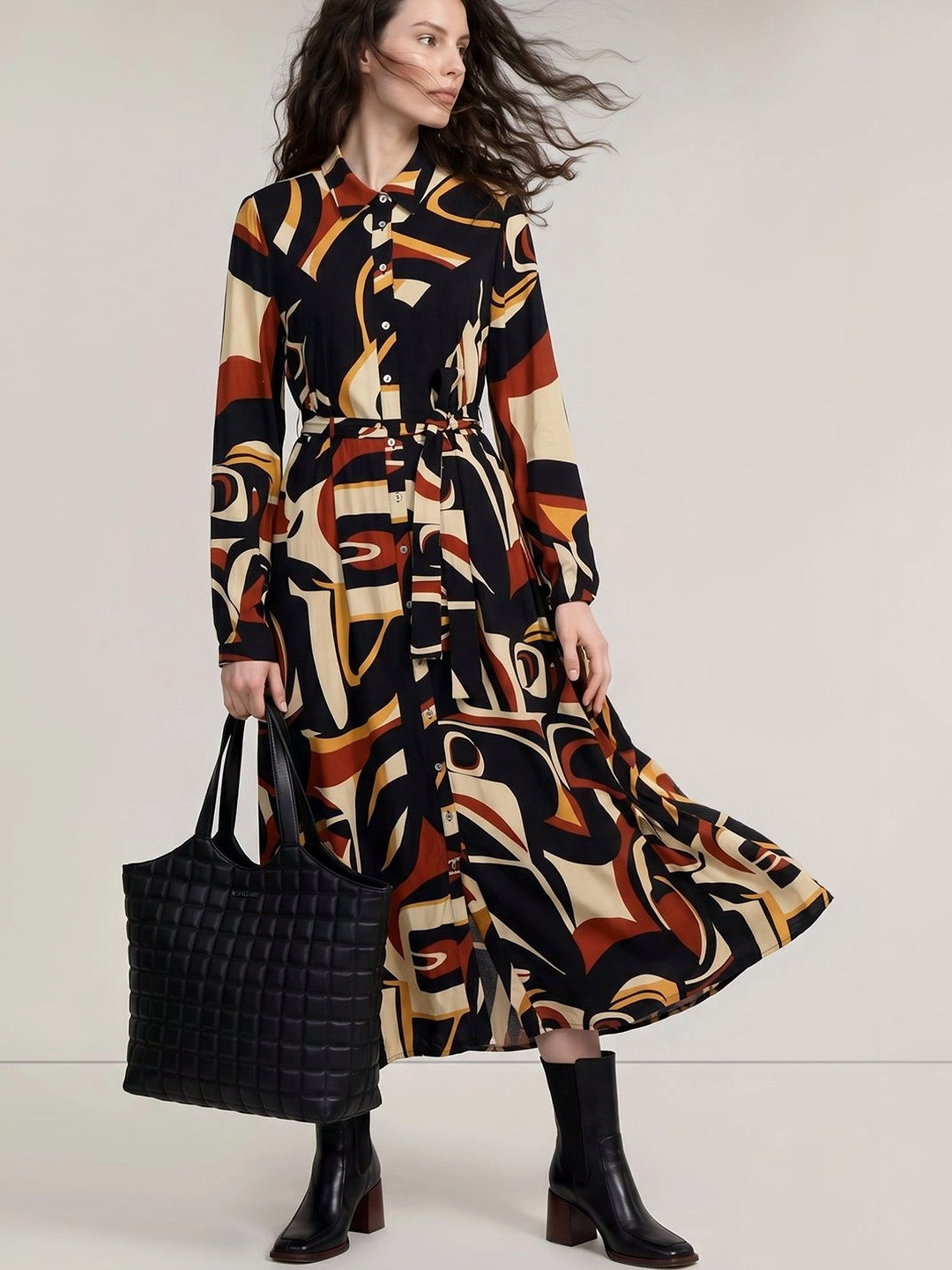Vero Moda Print Shirt Maxi Dress