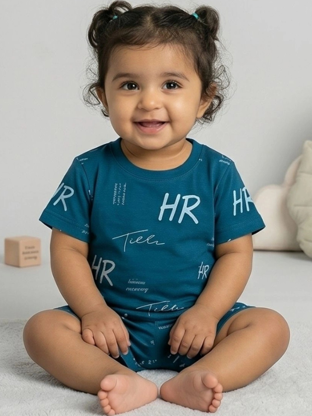 BURBN Cotton Printed T-shirt with Shorts