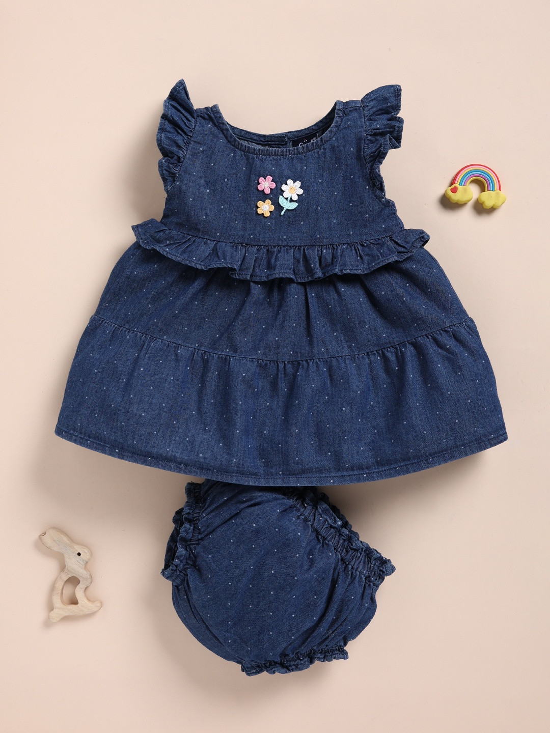 Simply Girls Flutter Sleeve Ruffled Fit & Flare Dress