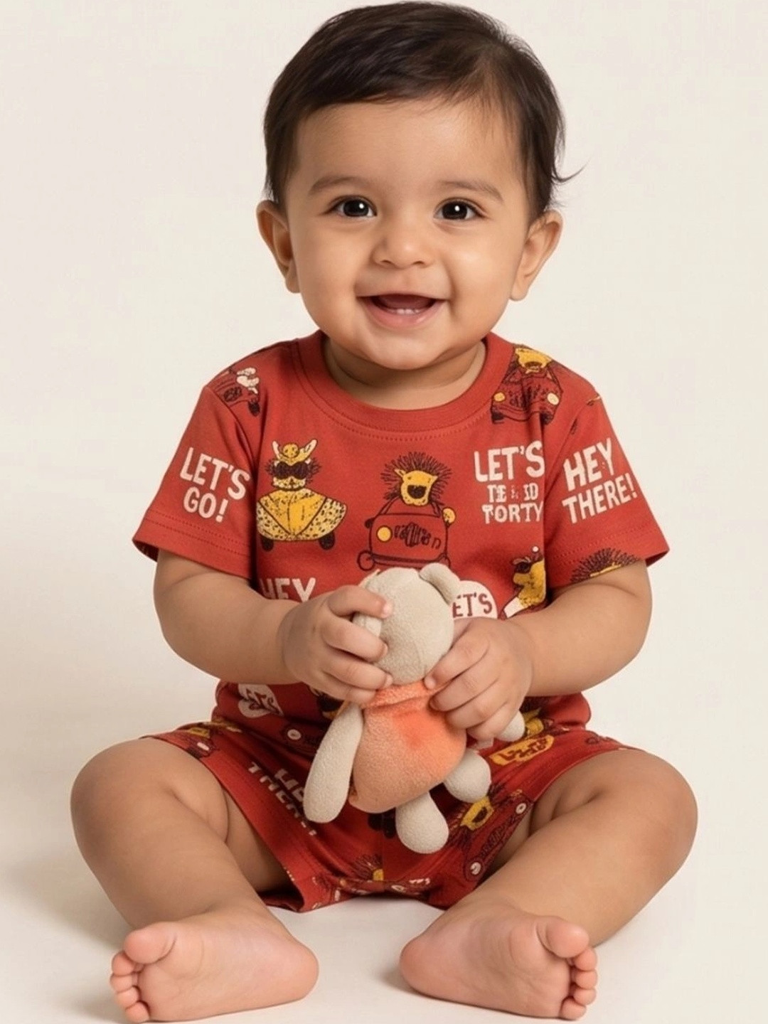 BURBN Cotton Printed T-shirt with Shorts
