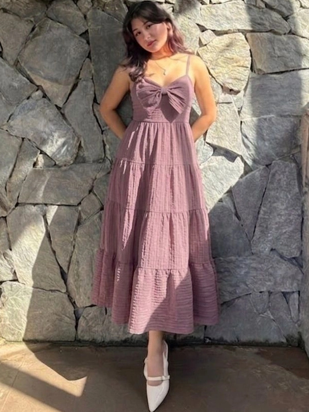 Kadambarie Ruffled Organic Cotton A-Line Midi Dress