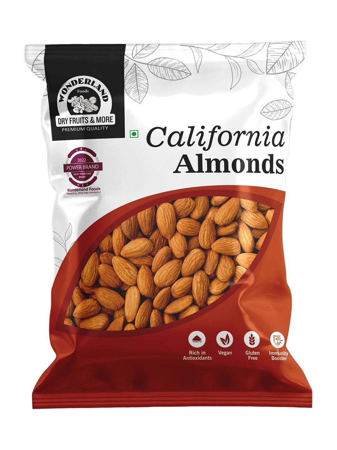 Wonderland Foods Raw-California Almonds - 100g