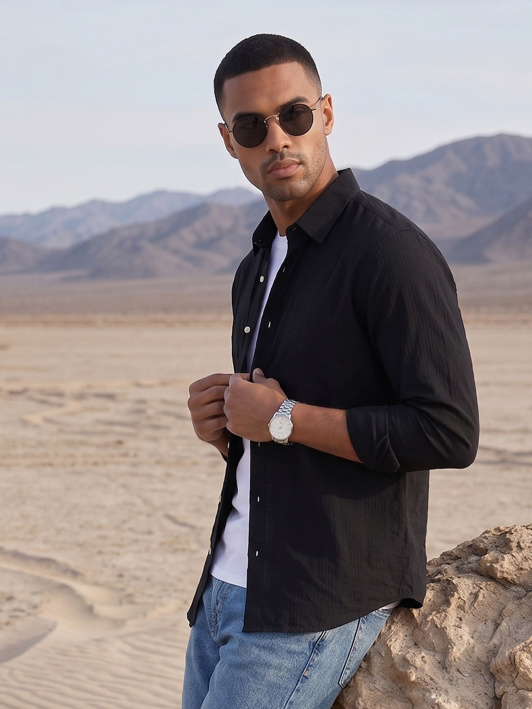 The Roadster Life Co. Textured Pure Cotton Casual Shirt