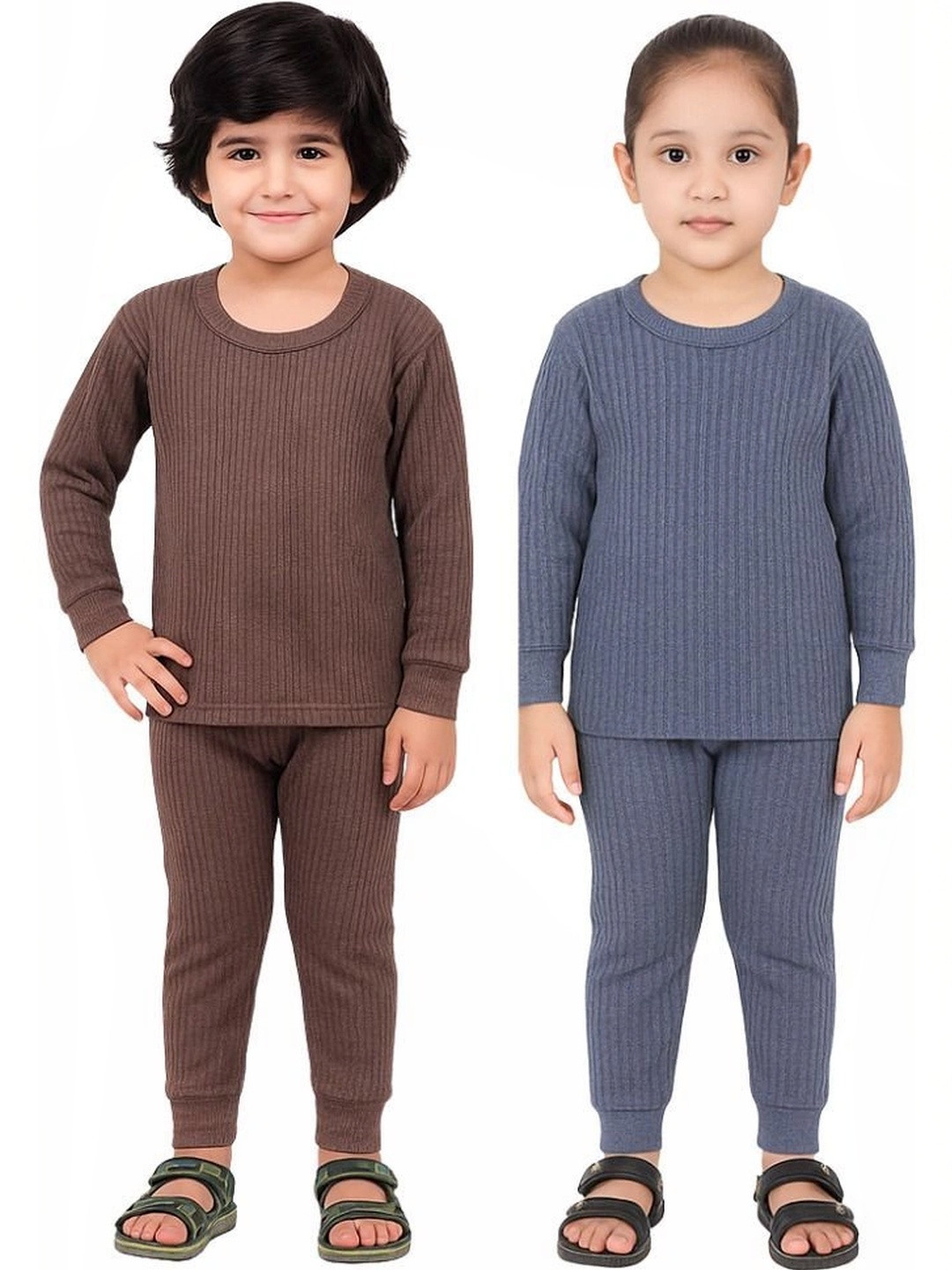 CHICLIFT Kids Pack Of 2 Cotton Round Neck Thermal Set