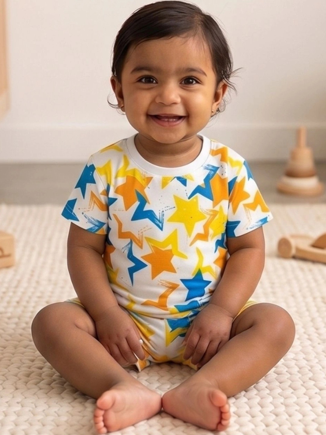 BURBN Cotton Printed T-shirt with Shorts
