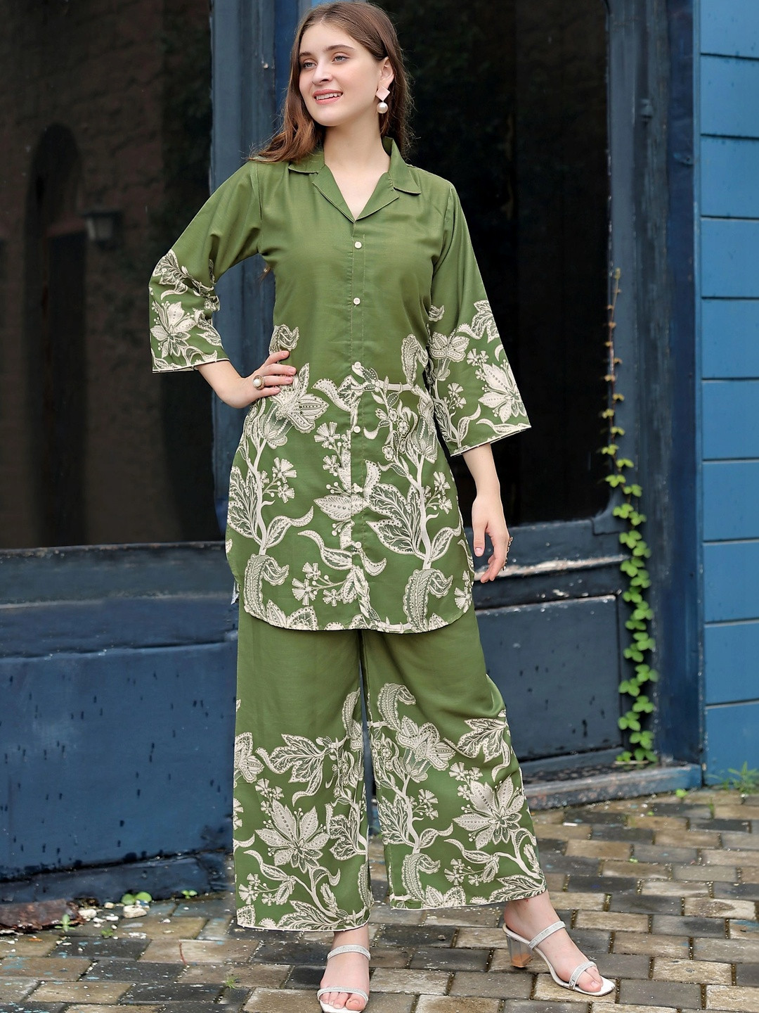Laasika Floral Printed Shirt with Palazzos