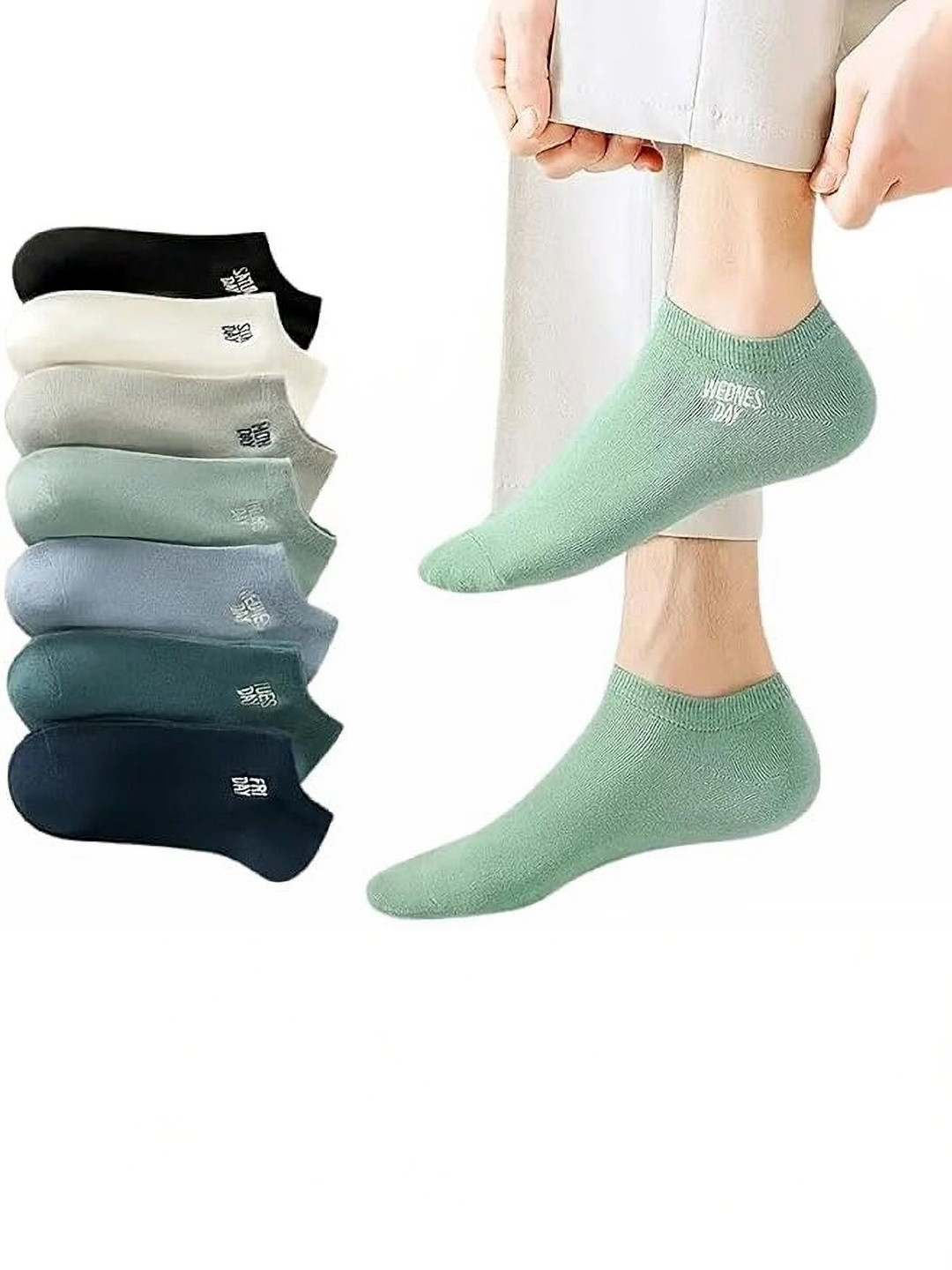 Ecomgedz Women Pack of 7 Cotton Patterned Ankle Length Socks