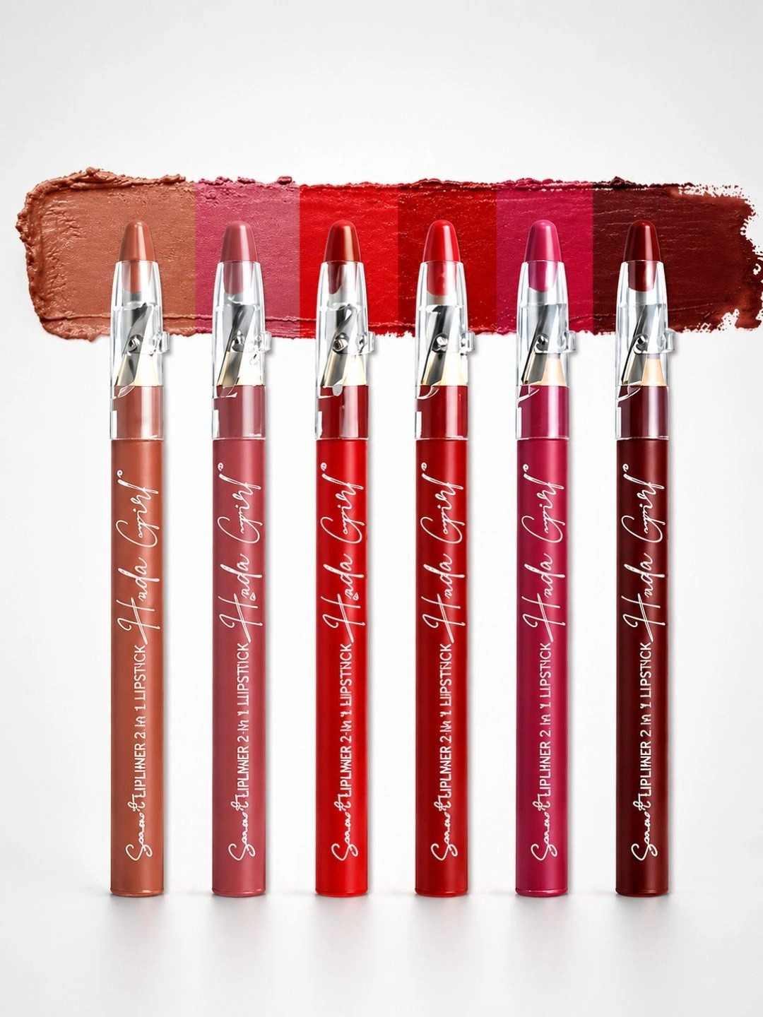 Huda Girl Set Of 6 Creamy Matte Lip Liner With Built In Sharpener-12g Each