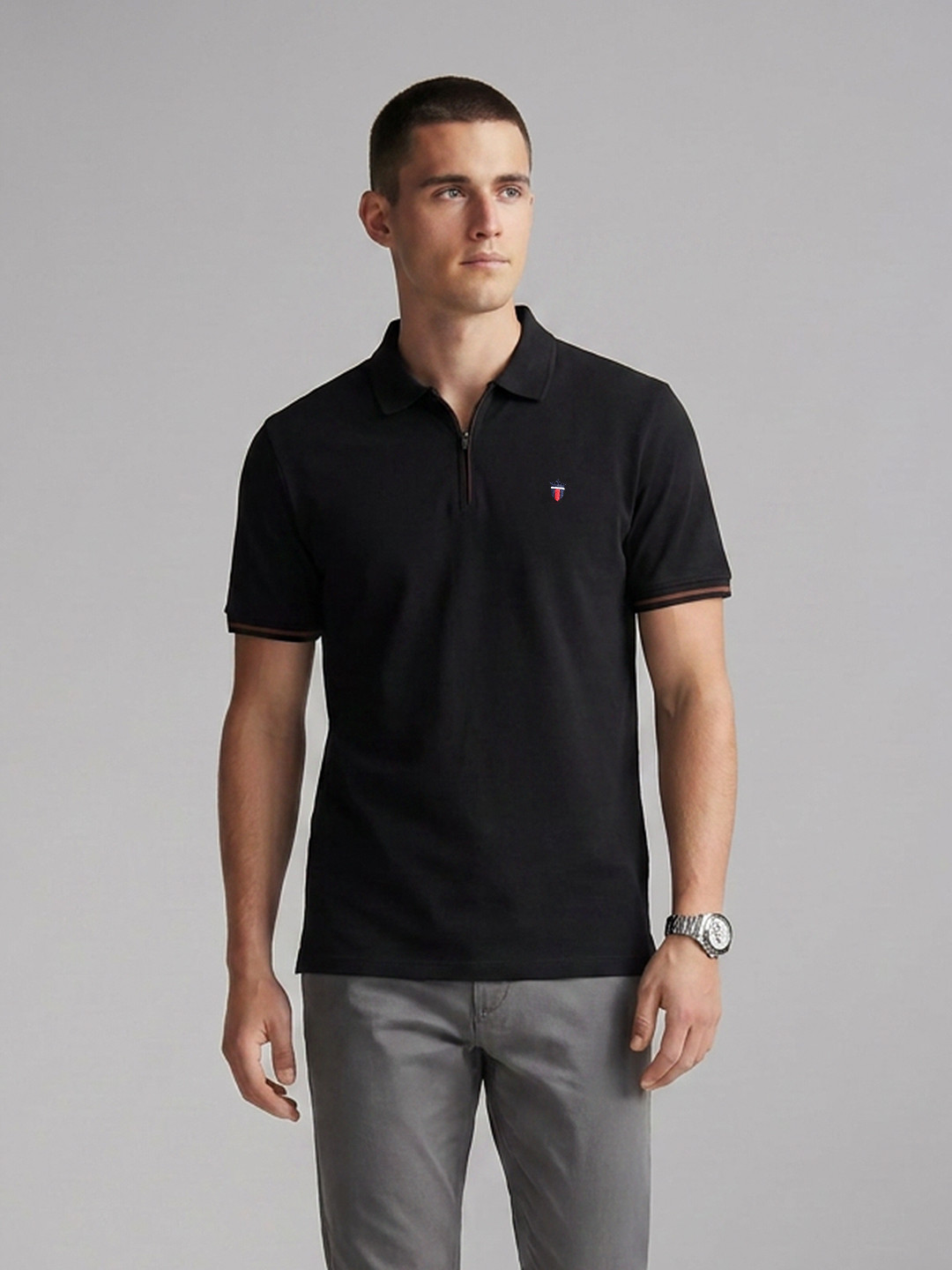 Louis Philippe Sport Slim Fit Polo Collar Pure Cotton T-shirt
