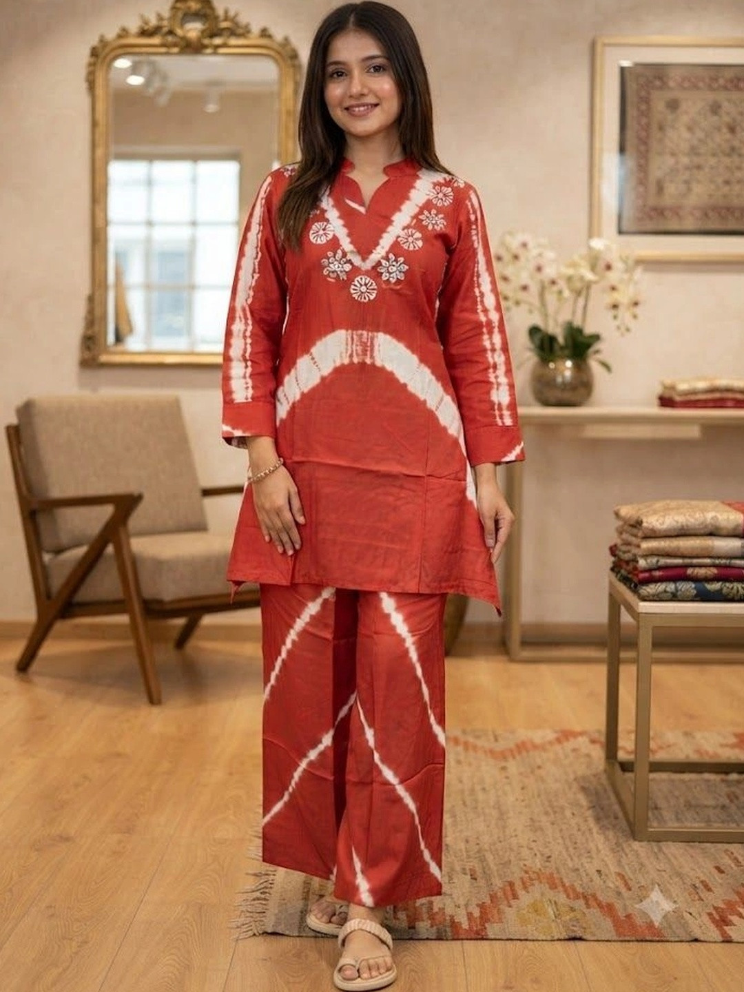 VASTRYN Tie and Dye Dyed Tunic with Palazzos