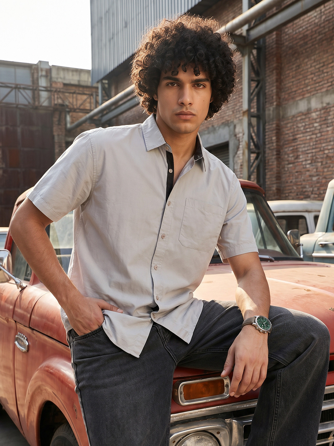 The Roadster Life Co. Spread Collar Pure Cotton Casual Shirt