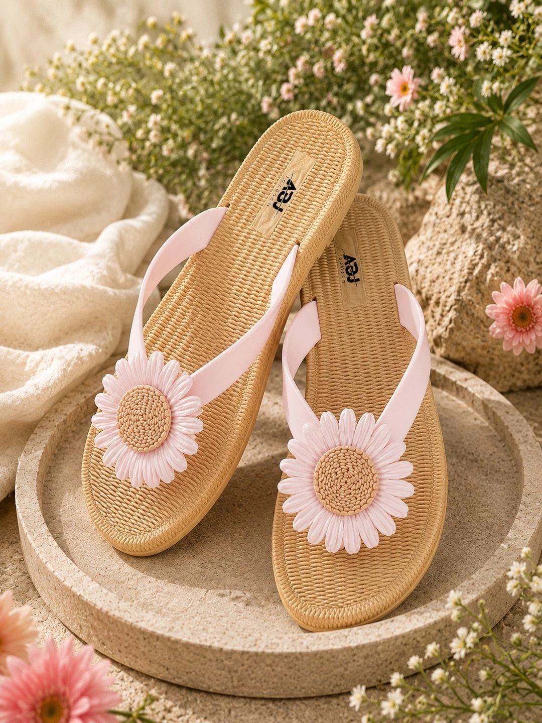 ABJ Fashion Women Embellished Rubber Thong Flip-Flops