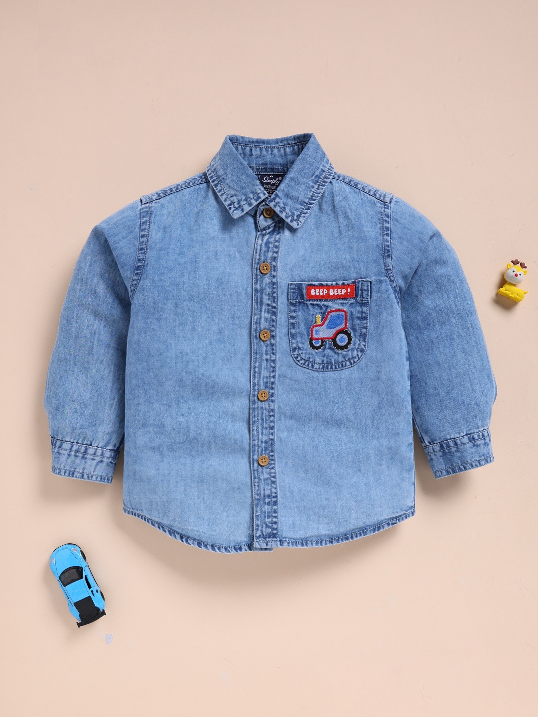 Simply Boys Embroidered Chambray Casual Shirt