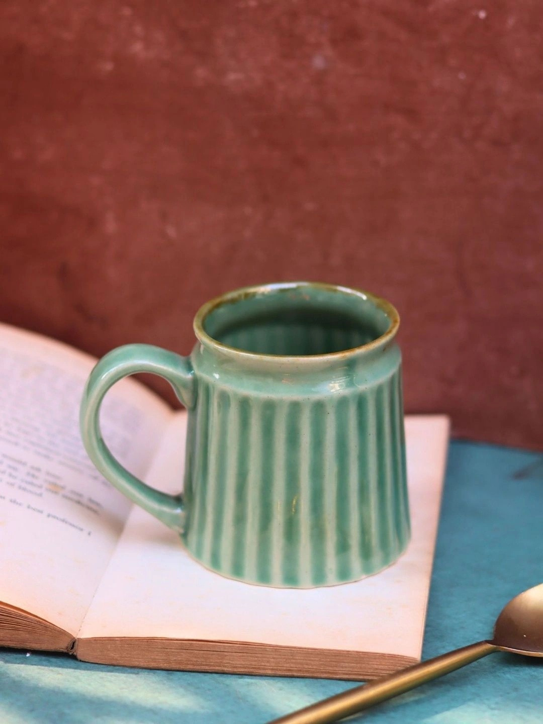 WEAVING HOMES Basil Green Coffee Cup