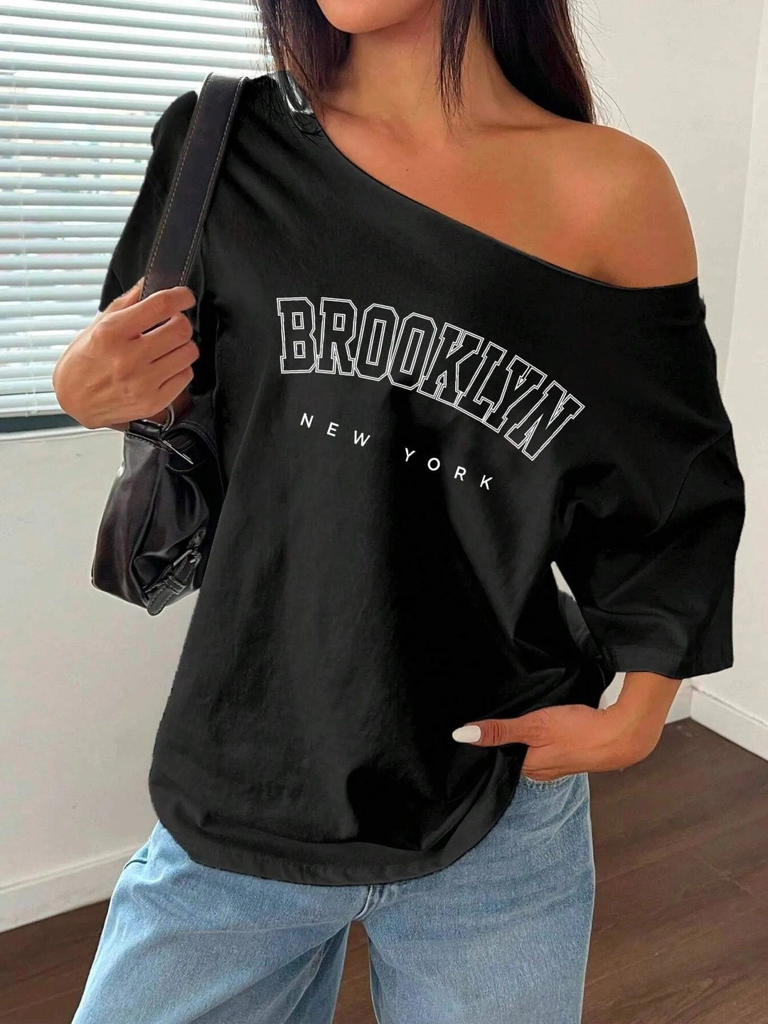 Calm Down Women Typography Printed Drop-Shoulder Sleeves T-shirt
