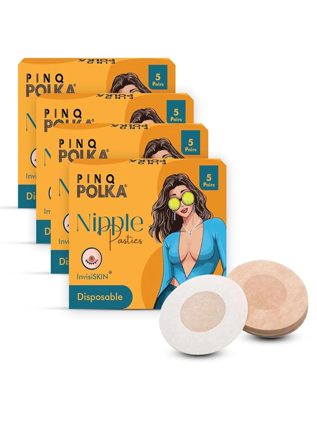 PINQ POLKA Disposable Nipple Pasties For Women Stick On Nipple Covers 40 Pcs