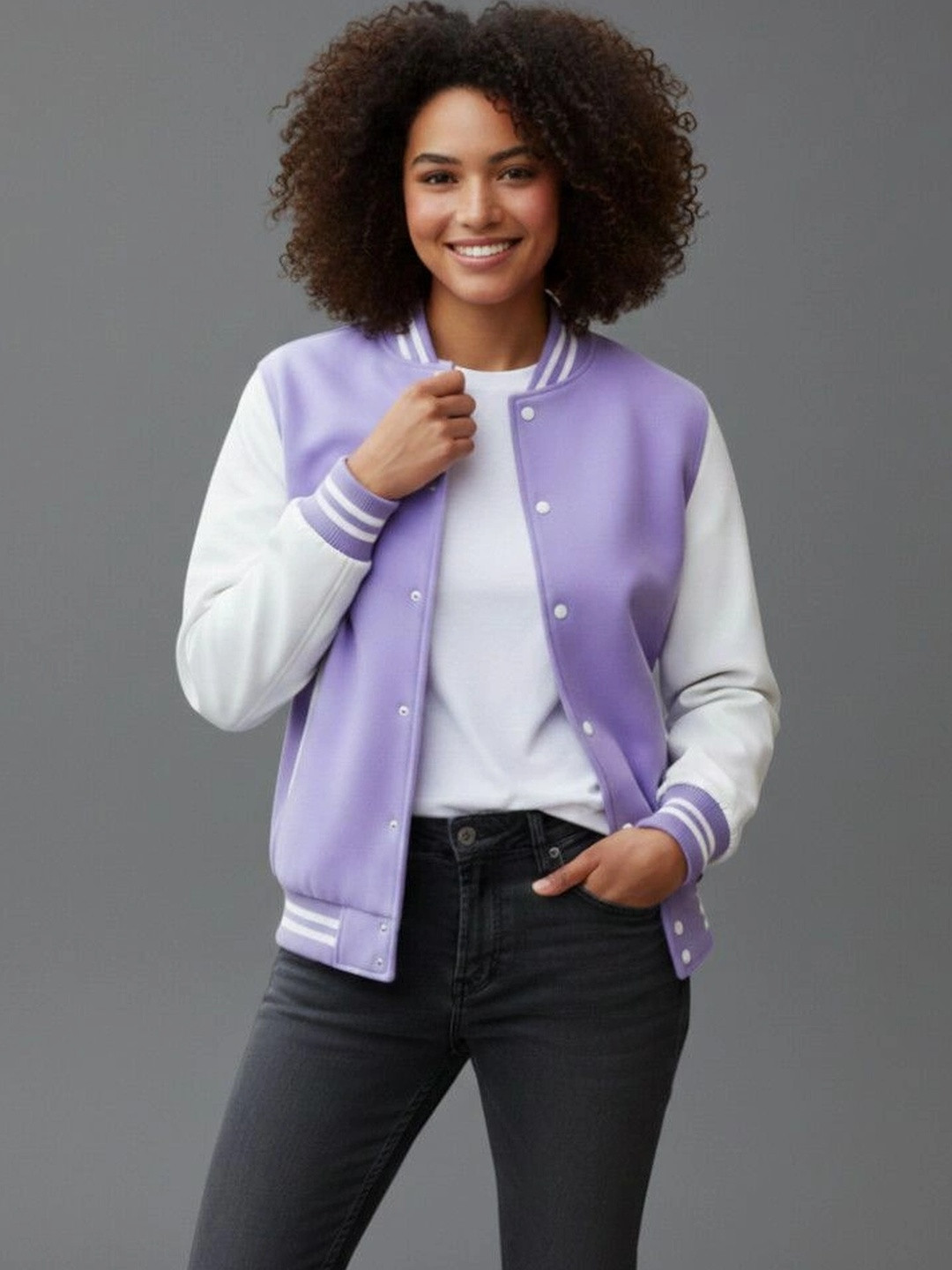 Besick Women Colourblocked Varsity Jacket
