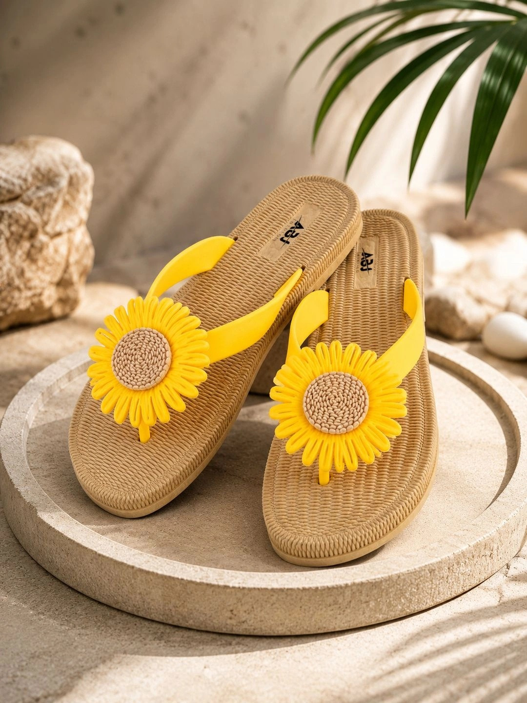 ABJ Fashion Women Embellished Rubber Thong Flip-Flops