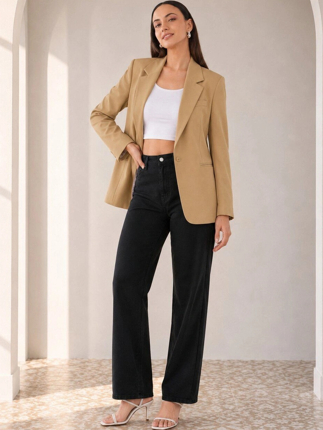 Integration Notched Lapel Single-Breasted Tailored Fit Formal Blazers