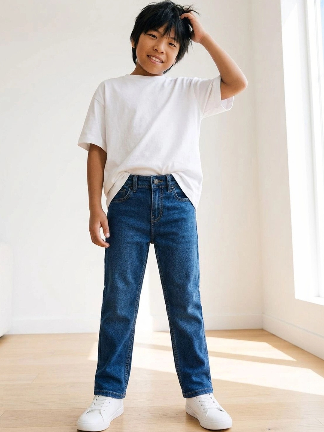 TALES & STORIES Boys Blue Cotton Stretchable Jeans