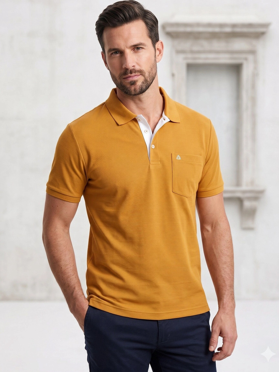 Pierre Carlo Men Polo Collar Pockets T-shirt