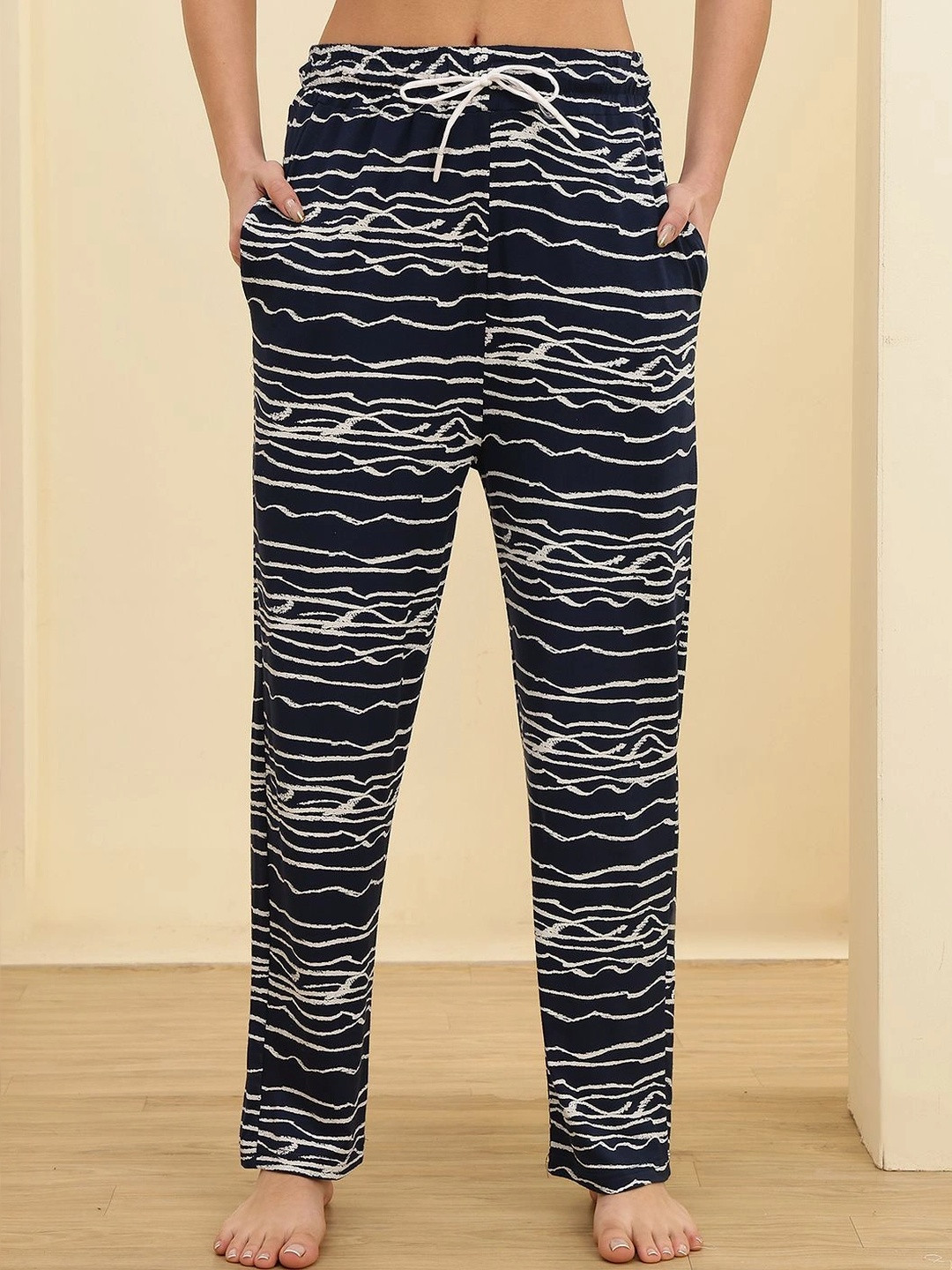 Valles365 by S.C. Printed Cotton Mid-Rise Straight Lounge Pants