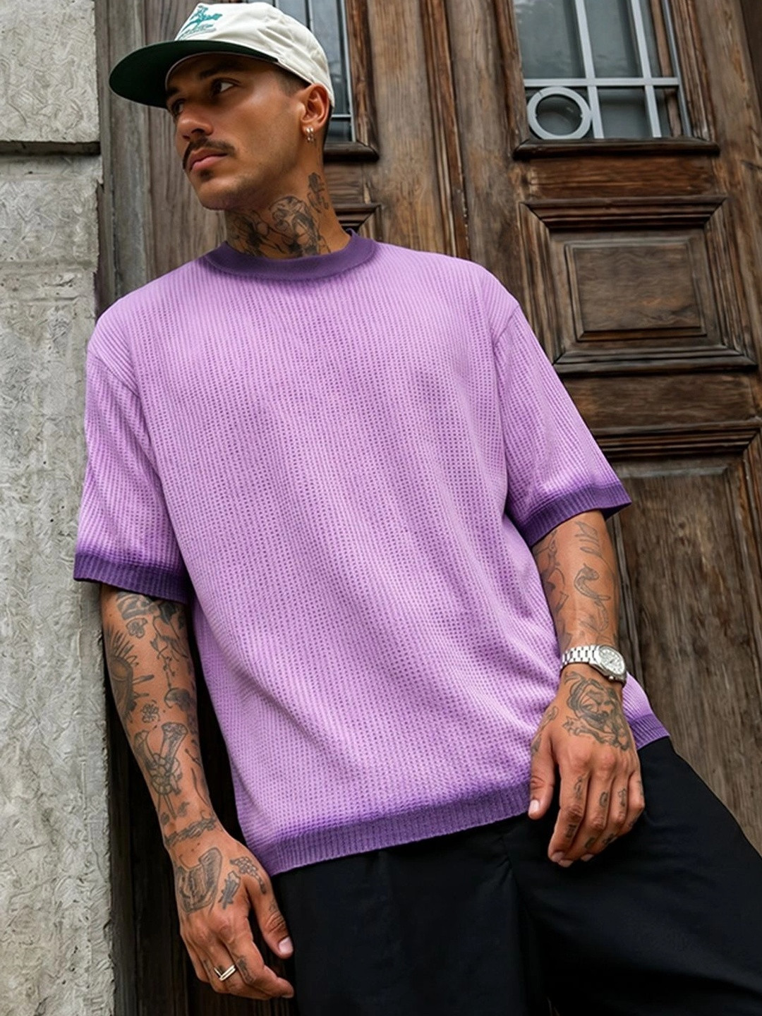 Powerlook Lavender Sprayed Structure Tshirts