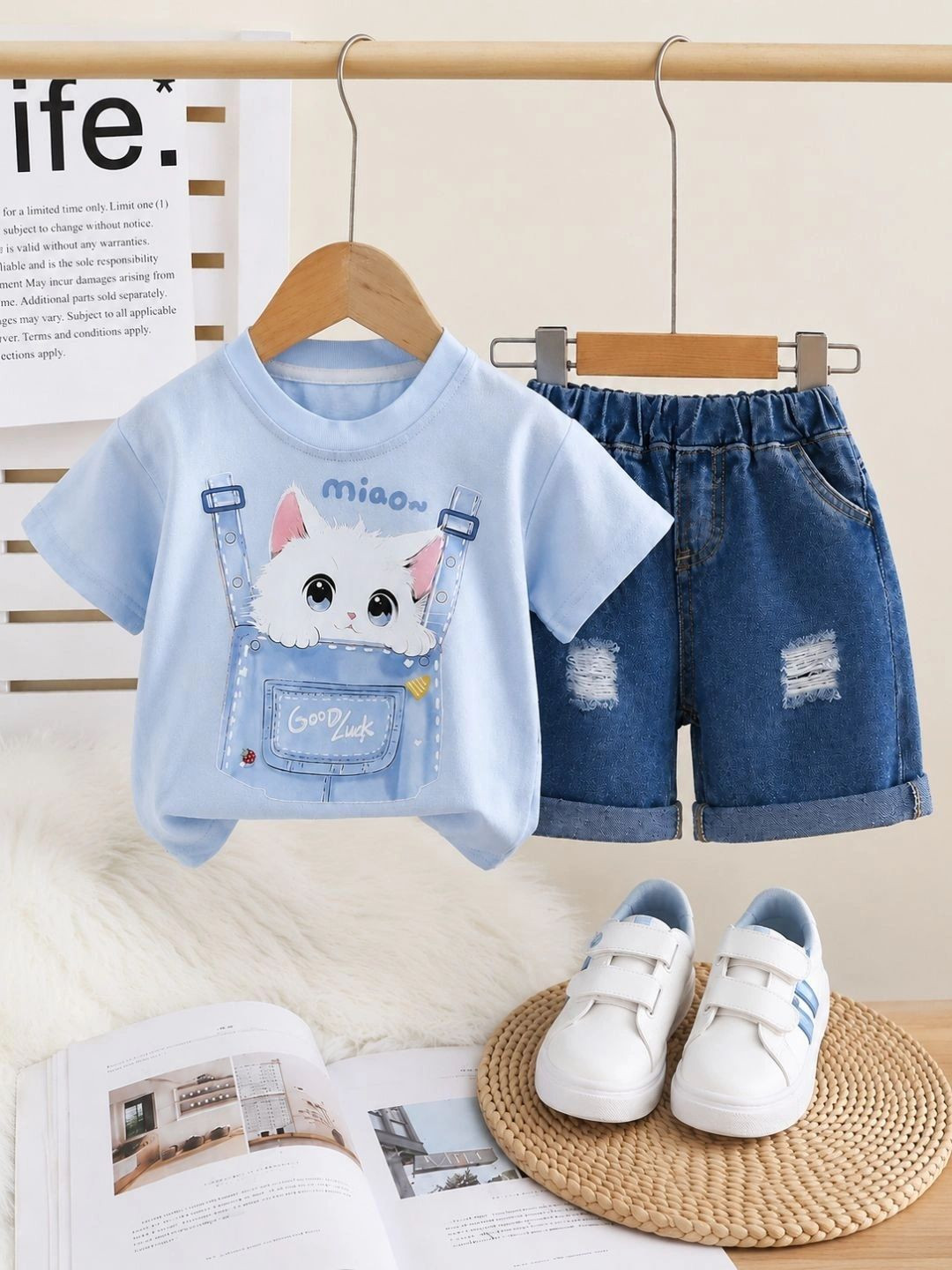 Googo Gaaga Girls Printed T-shirt with Shorts