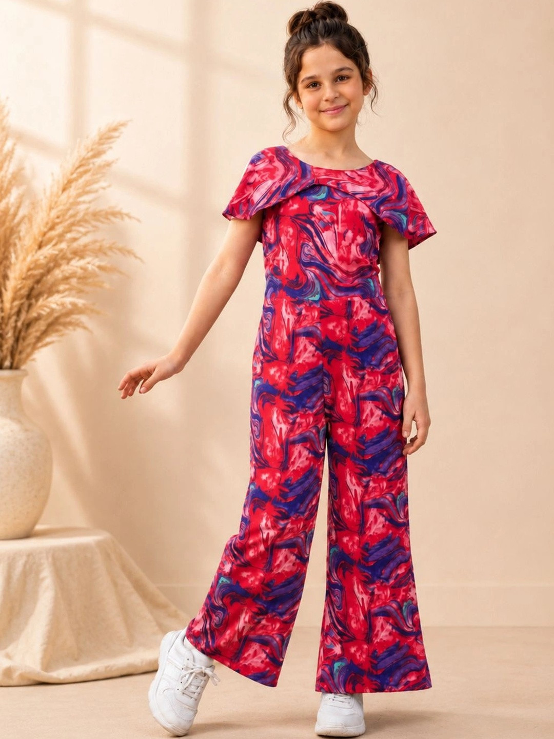 YK Girls Printed Basic Jumpsuit