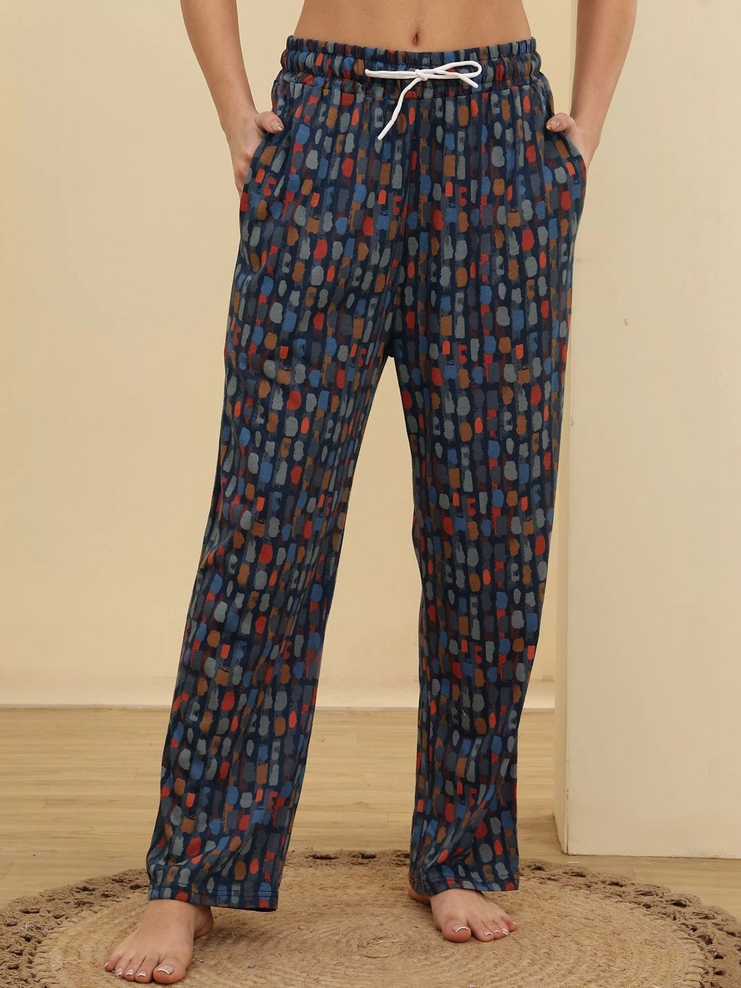 Valles365 by S.C. Printed Cotton Mid-Rise Straight Lounge Pants