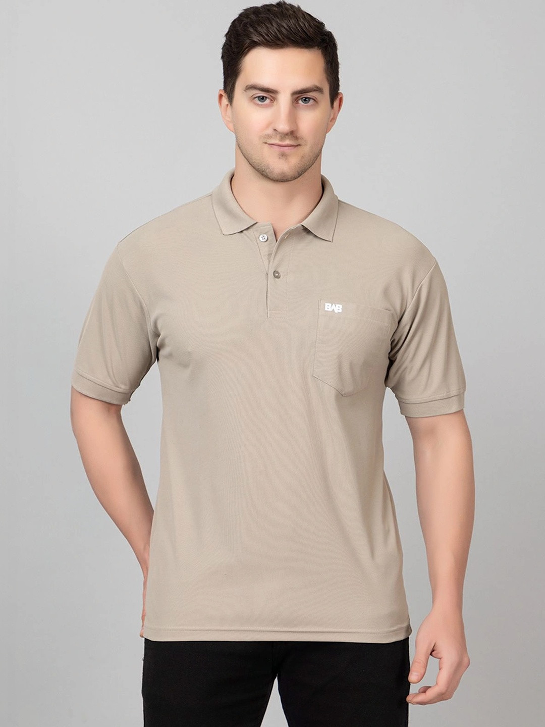 bab Men Brand Logo Polo Collar Pockets T-shirt