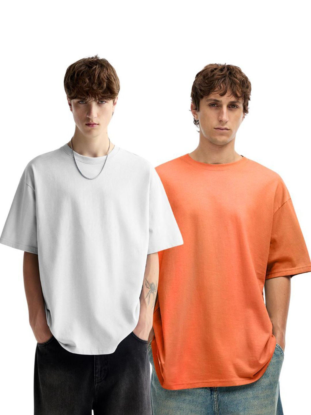 PRONK Pack Of 2 Round Neck Cotton T-shirts
