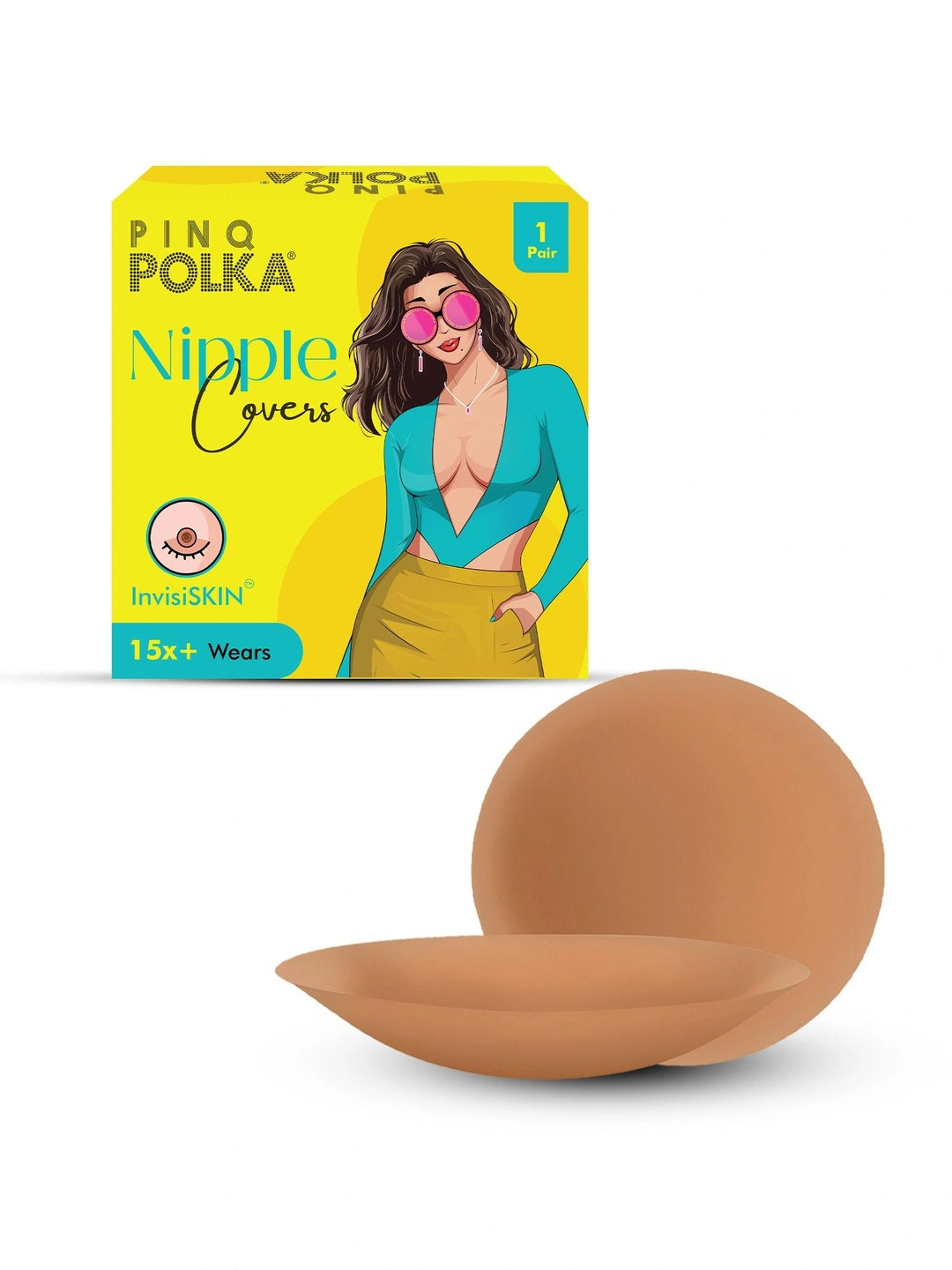 PINQ POLKA Reusable Nipple Covers For Women Silicone Nipple Pasties Caramel 2 Pcs