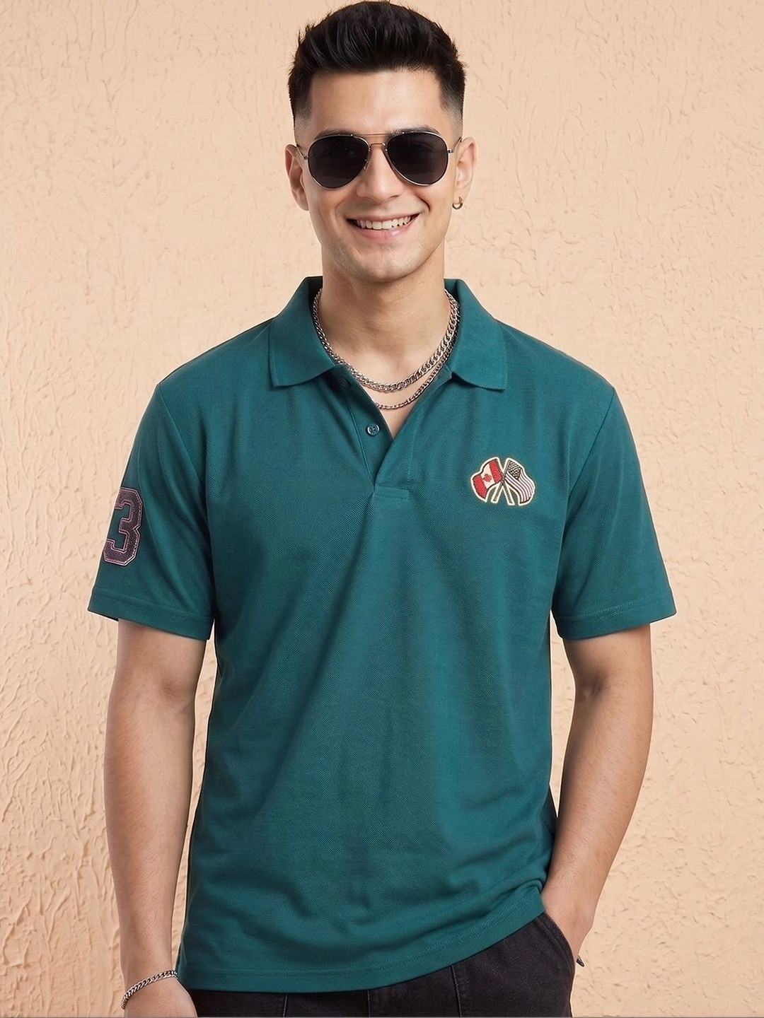AIN6 Men Brand Logo Polo Collar T-shirt