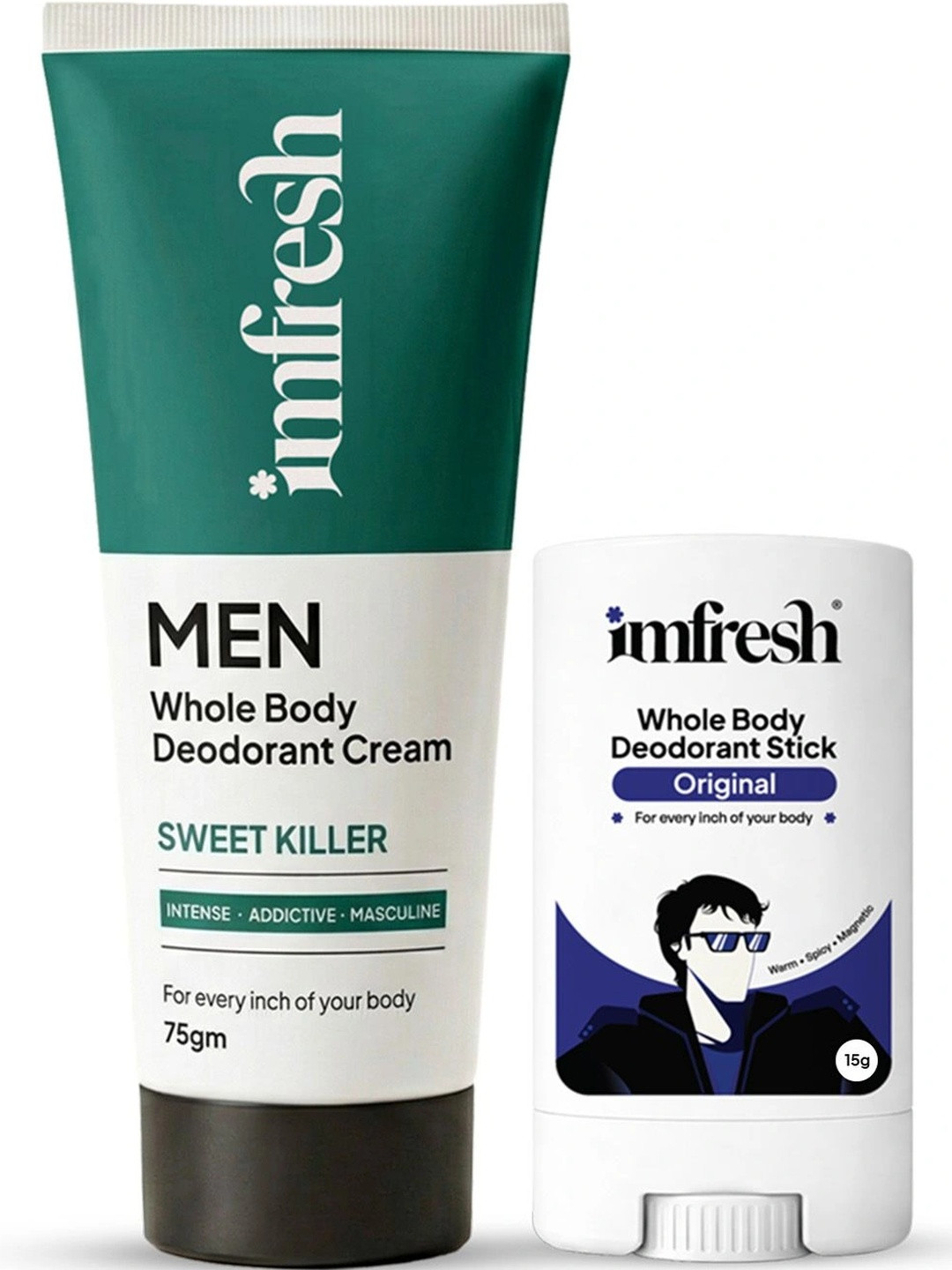 imfresh Men Sweet Killer Deodorant Cream - 75 g & Original Deo Stick - 12 g
