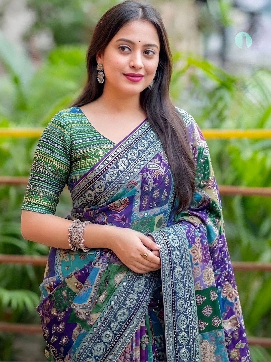 Tradivibe Embellished Patchwork Silk Blend Saree