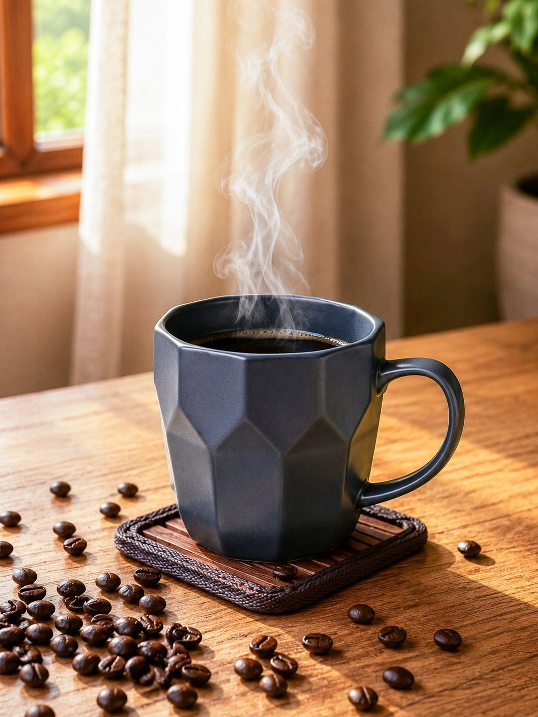 MARKET99 Slate Blue Textured Ceramic Coffee Mug