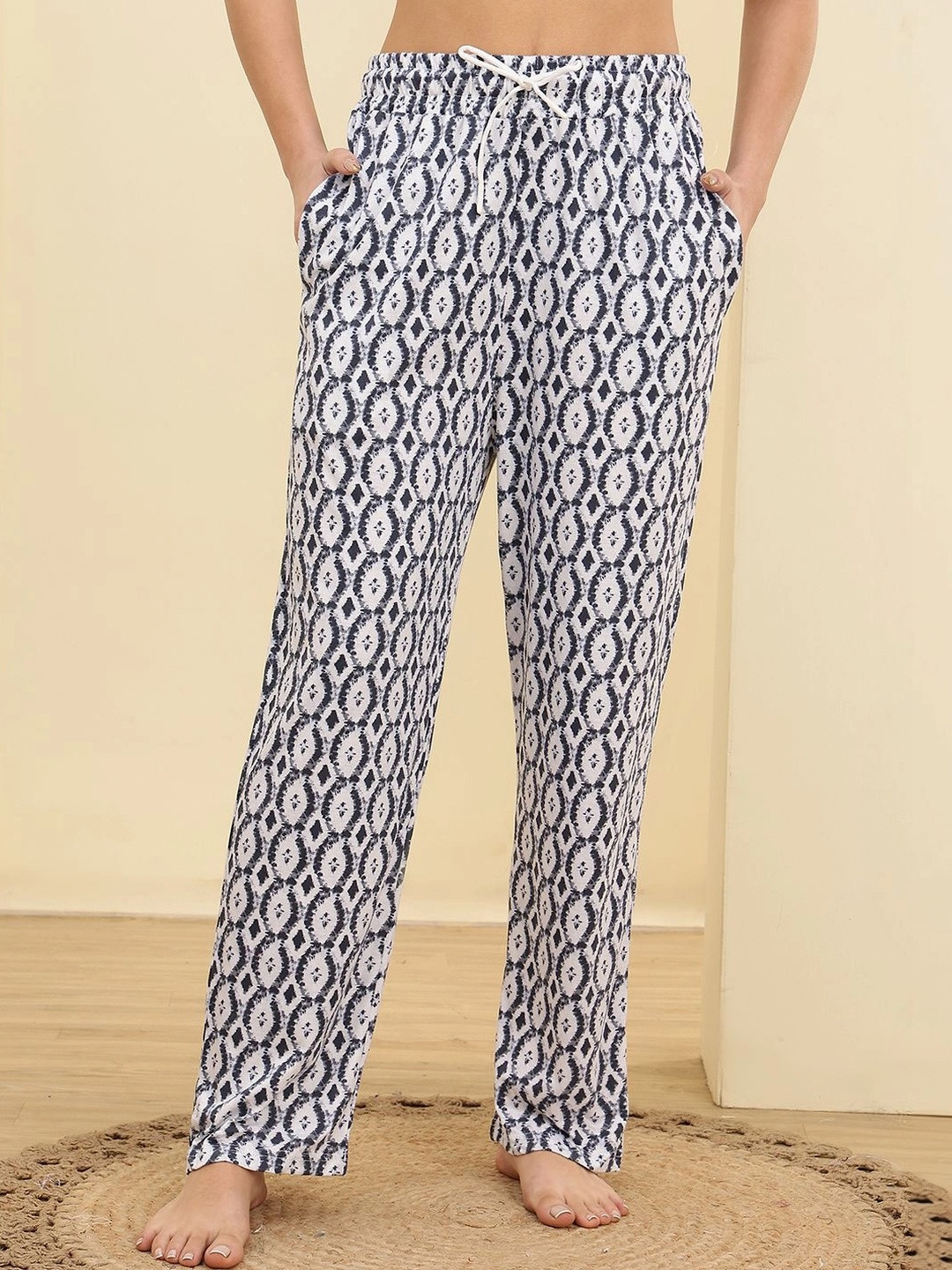 Valles365 by S.C. Printed Cotton Mid-Rise Straight Lounge Pants