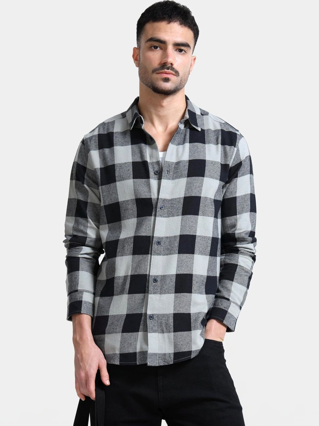 GLORYBOYZ Men Slim Fit Buffalo Checks Checked Casual Shirt