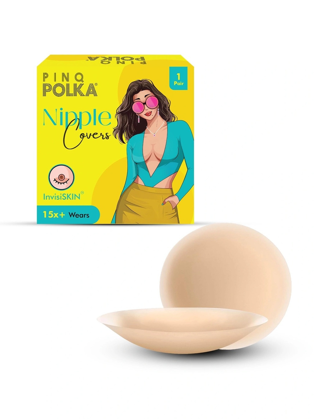 PINQ POLKA Reusable Nipple Cover For Women Nude Silicone Nipple Pasties 2 Pcs