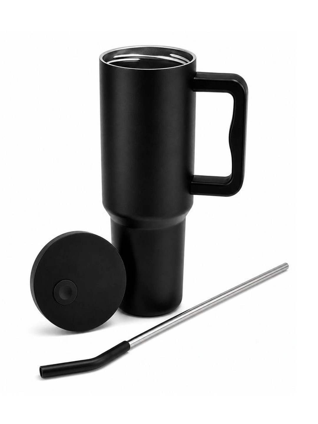 Homione Black Matte Insulated Stainless Steel Tumbler 1200ml with Reusable Straw
