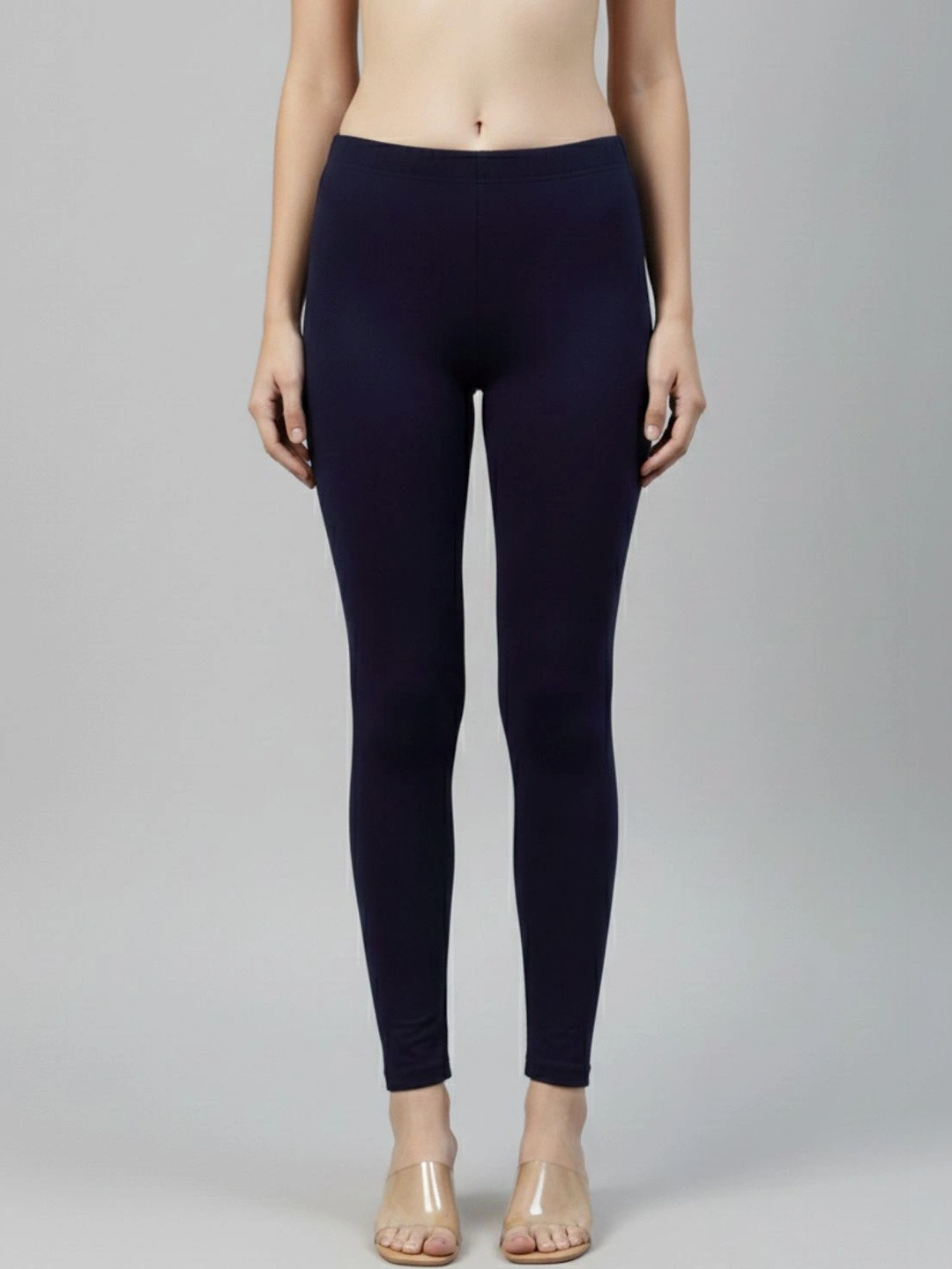 ZAYANQA Women Navy Blue Cotton Leggings
