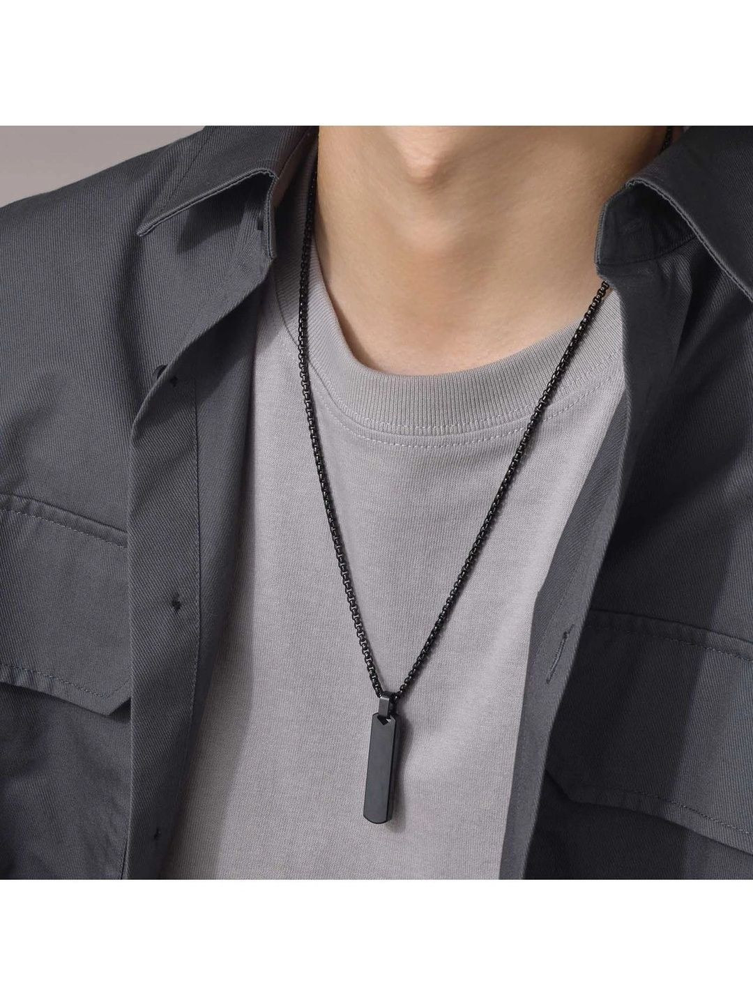 SALTY Stainless Steel Contemporary Edge Pendant & Chain